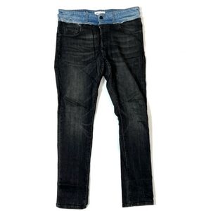 DL1961 Cooper Relaxed Skinny Two-Tone Button Fly Jeans - Size 30x32